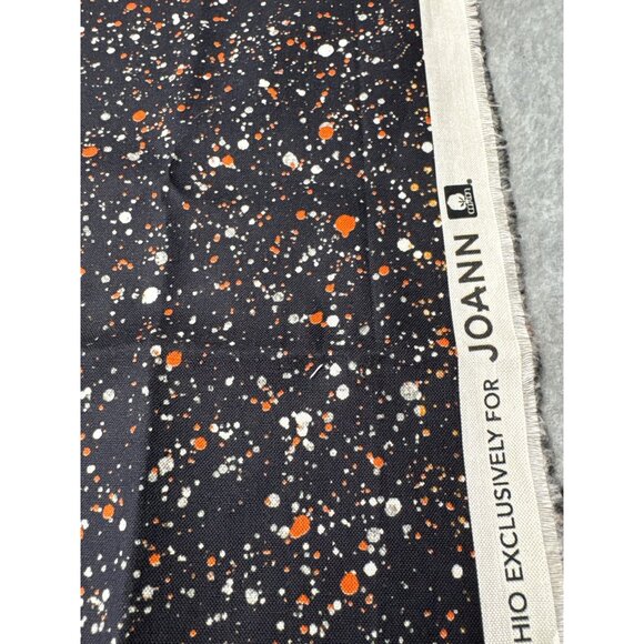Joann Black Cotton Fabric Orange White Splatter Paint Design 24"x44" - Picture 4 of 10